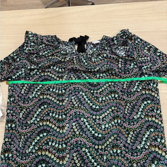 LOFT Blouse long sleeve Petite Garden Dobby Tie Back Ruffle top floral print bow - Picture 8 of 8